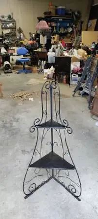 Vintage wrought iron corner shelf