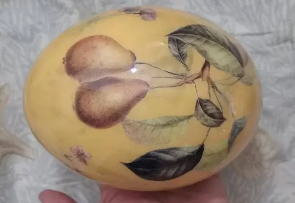 XL OSTRICH EGG SHELL DECOUPAGE From South Africa UNIQUE--GREAT DISPLAY