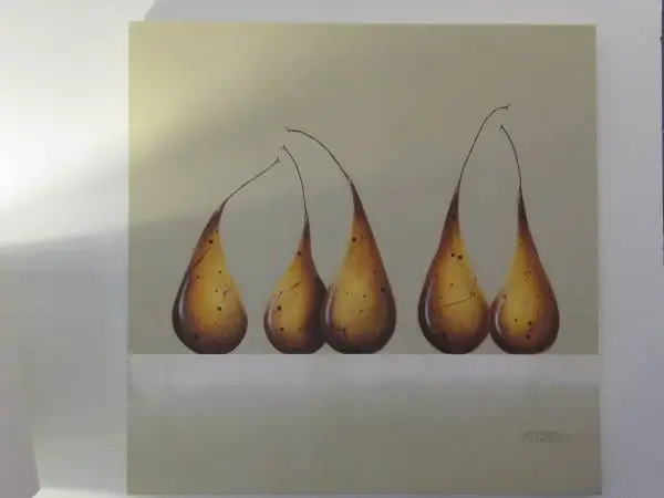 2 Karyn Gray Pear Paintings. Artist.E. Sandwich.Cocktail Party & Tango