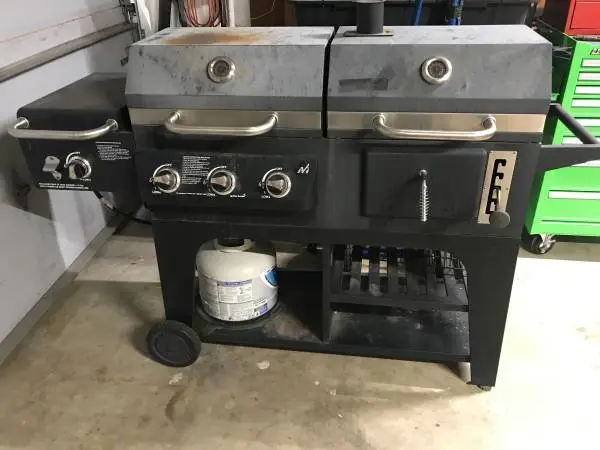 Outdoor grill. Gas and charcoal grill/smoker