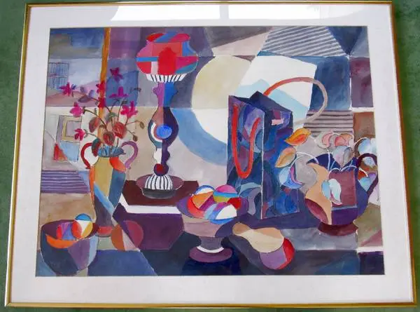 VNTG ORIG ABSTRACT CALIFORNIA MODERNISM WATERCOLOR M. MALONE