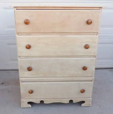 Bare Furniture: 4 Drawer Solid Maple Chest of Drawers