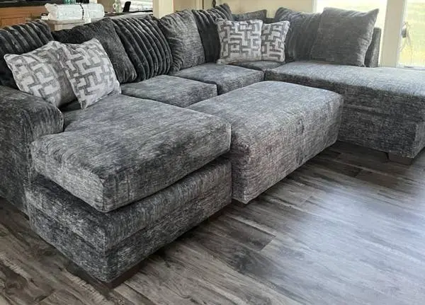 Dark Grey U Shaped Sectional Available with or without Ottoman