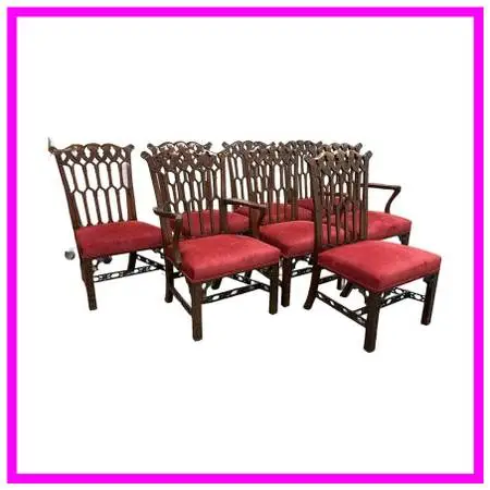 Burton Ching Gothic Revival Dining Room Chairs, Set Of Eight