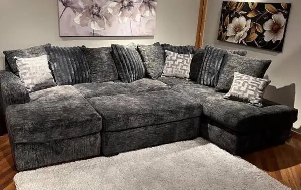 Dark Grey U Shaped Sectional Available with or without Ottoman