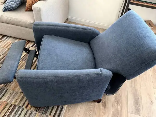 Pottery Barn Tyler blue Heather recliner chair