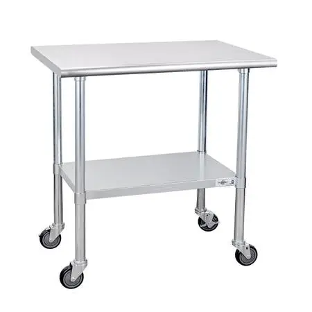 Stainless Steel Table with Wheels, 24x36 Inch