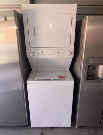 White Stacked Frigidaire Washer And Electric Dryer