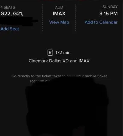 The Odyssey IMAX 70mm 2 Tickets Sunday July 19 3:15PM show - G21 & G22
