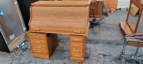 Solid Oak Roll Top Desk