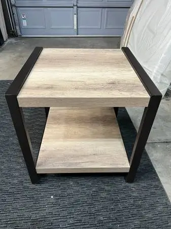 Milly Grey 24 Wide Square Wood Top & Metal Base End Table
