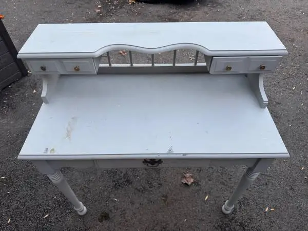 Vintage Secretary Writing Desk with Hutch / Spindle Organizer