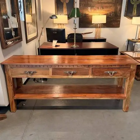 Sheesham Wood Console W/ 3 Drawers- 43X22X36.5H