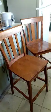 2 solid wood bar stool seats