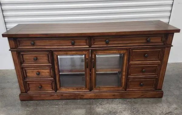 Bayside Furnishings Solid Wood Media Console TV Stand Cabinet