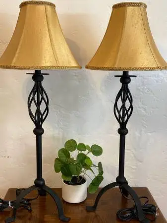 Set of 2 Forged Iron Table Lamps