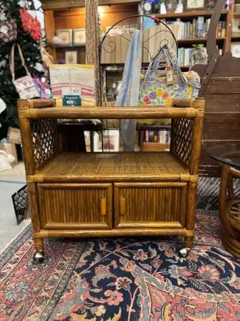 Wicker and Rattan Bar Cart