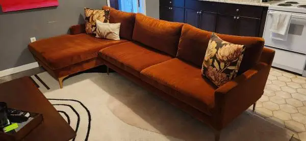 Orange Velvet Sectional