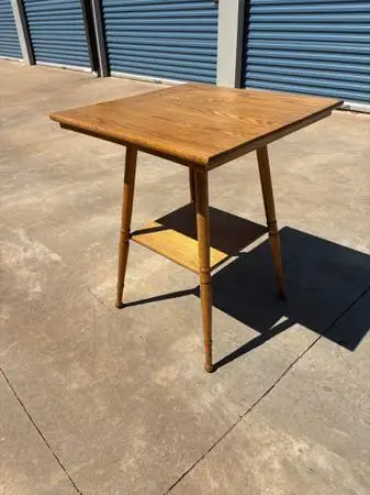 PRICE REDUCED Vintage Solid Oak Square 2 Tiered Accent Table