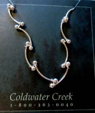 Coldwater Creek Curved Bar & Ball Silver Necklace (NEW)