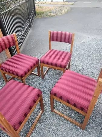 Set of 4 Vintage 70s Oak Chairs Mid-Century Modern MCM So-Cal Casual