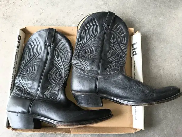 Mens Black Cowboy Boots 11D nice