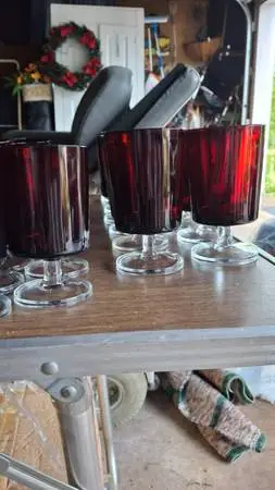 Vintage French ruby red dishes
