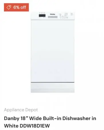 Danby 18″ Wide Built-in Dishwasher in White DDW18D1EW