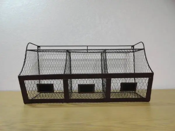 Large 3 Compartment Wall Mount Metal Storage Basket