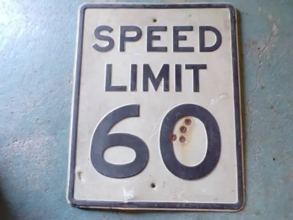 Old Embossed Steel Speed Limit Sign