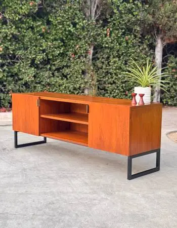 Scandinavian Designs Mid Century Modern Walnut Credenza TV Media Stand