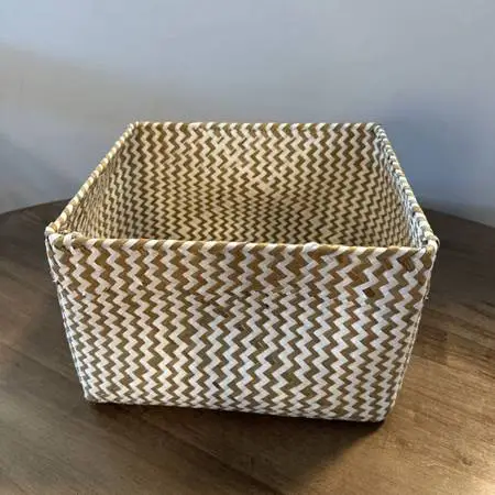 Opal House Squre Woven Basket- 10X11X8H