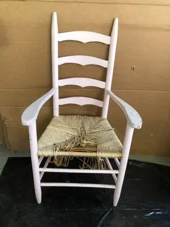 Vintage Pink Farmhouse Chair with Arms