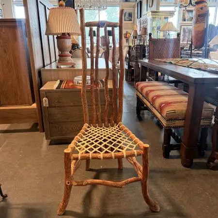 Rustic Branches Chair W/ Rawhide Straps- 19.5X19.5X49H