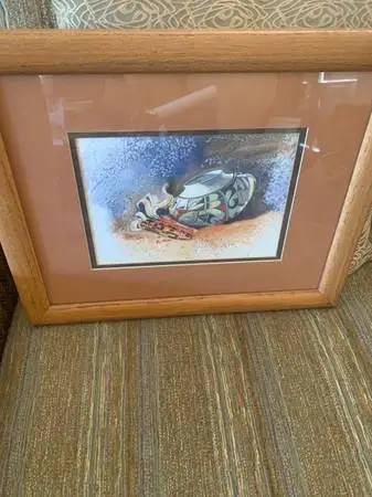 Acoma Pottery With Corn Original Painting Matted And Framed