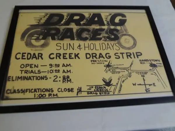Cedar Creek Drag Strip flyer from the 70s 16x10