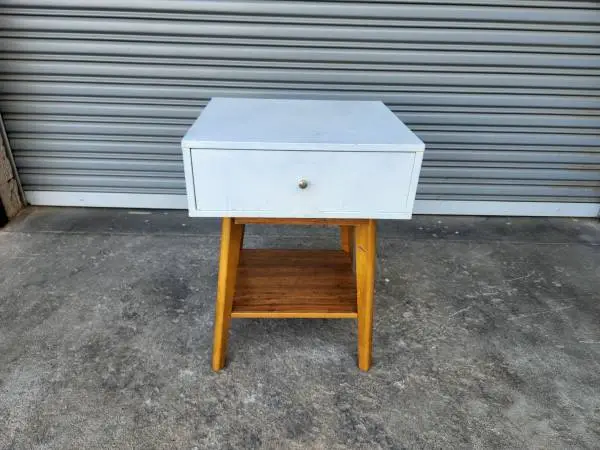 night stand walnut and white one drawer