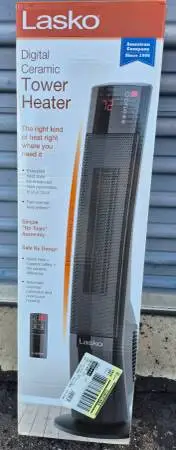 New in Box Lasko Ceramic Tower Space Heater w/remote 1/2 retail
