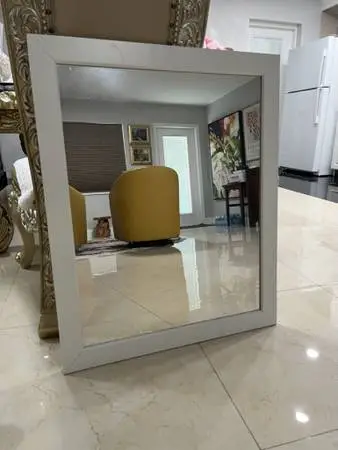 WHITE WOOD FRAME COASTAL MIRROR! MADE BY AMERICAN WOOD CRAFTERS $50!!