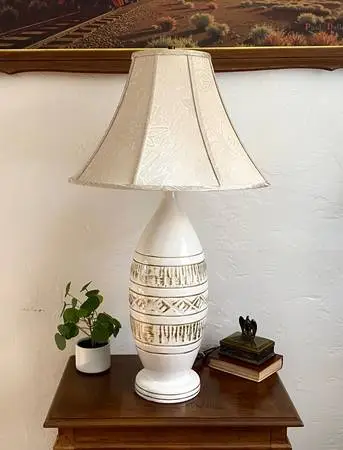 Tall MCM Off-White Ceramic Table Lamp
