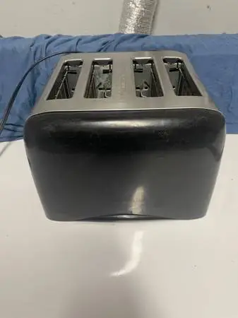 Black 4 Slot Slice Loaf Bread Bagel Electric Toaster Toasting Machine