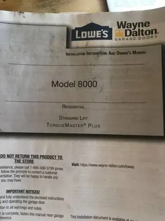 WAYNE DALTON MODEL 8000 GARAGE DOOR STANDARS LIFT