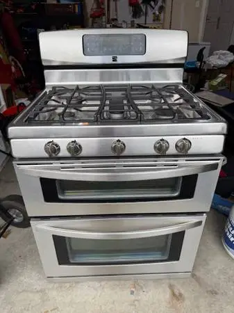 Propane gas stainless steel double oven range
