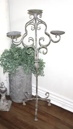 Large 38.5 Distressed French Country Farmhouse Floor Candle Holder
