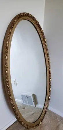 Gold lame frame Mirror with decorative frame floral pattern