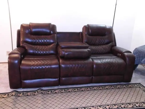 Chestnut Brown Naugahyde Theater Couch