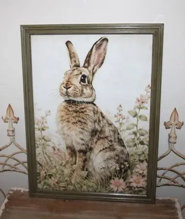 NEW Large Bunny Rabbit & Floral French Country Farmhouse Wall Decor