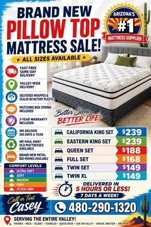 NEED A NEW MATTRESS TODAY? WE DELIVER IN 5 HOURS OR LESS!