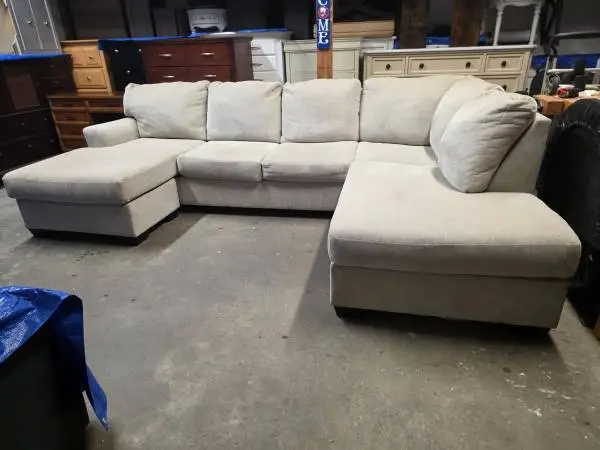 Beige Fabric U Shape Sectional Couch