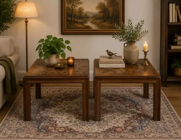 LANE BURLED WALNUT SOLID WOOD SIDE TABLES